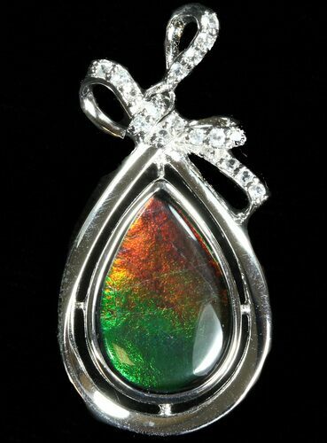 Ammolite Pendant With Sterling Silver & White Sapphires #40170